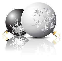 Image showing Black and white Christmas bulbs 