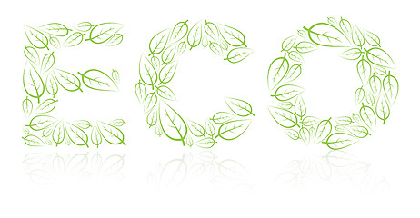 Image showing Eco lettering made from green leafs