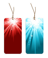 Image showing Christmas tags with snowflakes 