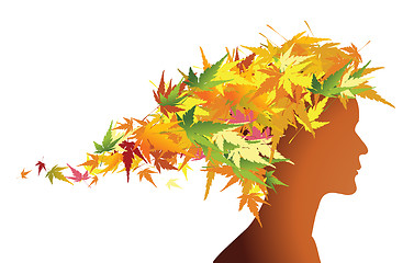 Image showing Autumn floral girl silhouette