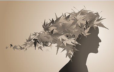 Image showing Autumn floral girl silhouette