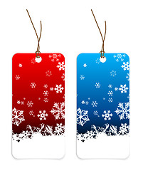 Image showing Christmas tags with snowflakes 