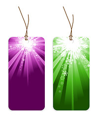 Image showing Christmas tags with snowflakes 