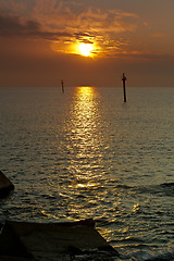 Image showing Sailboat at dawn