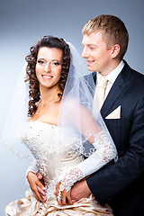 Image showing just married bride and groom