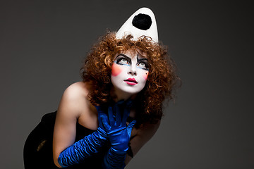 Image showing woman mime with theatrical makeup