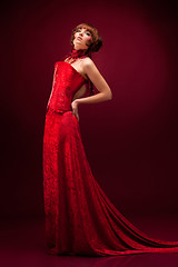 Image showing Beautiful girl in red dress