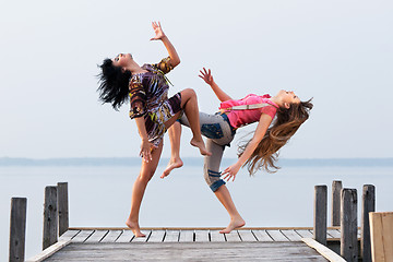 Image showing two girl  are dancing