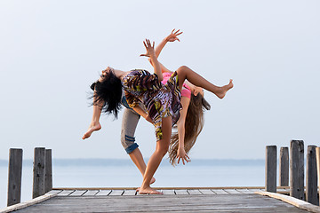 Image showing two girl  are dancing