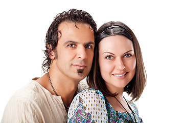 Image showing Attractive young couple. Studio portrait