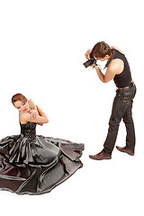 Image showing Young adult female model and photographer.