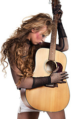 Image showing rocker girl with acoustic guitar