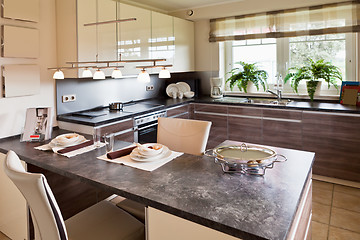 Image showing Interior of modern house kitchen