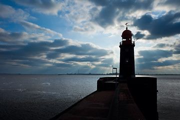 Image showing lighthouse over blue sky in Bremerhaven