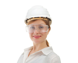 Image showing beautiful businesswoman in helmet