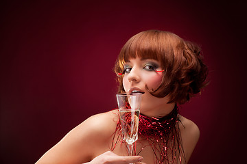 Image showing Beautiful girl in red dress