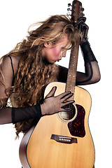 Image showing rocker girl with acoustic guitar