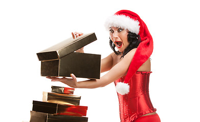 Image showing Beautiful christmas woman in santa hat