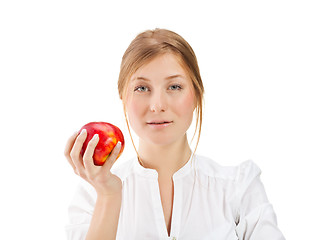 Image showing Beautiful woman holding apple