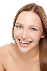 Image showing young woman close up studio portrait