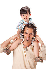 Image showing Father and little son studio portrait