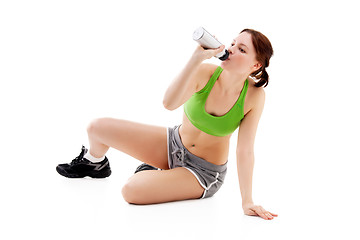 Image showing Young woman doing gymnastics