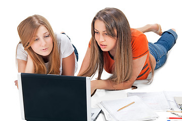 Image showing two student girl with laptop