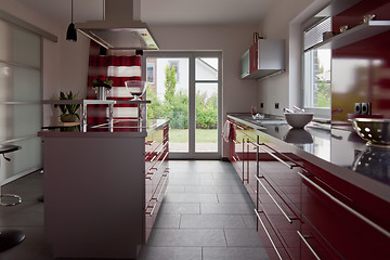 Image showing Interior of modern house kitchen