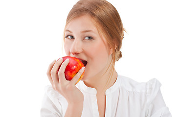 Image showing Beautiful woman holding apple