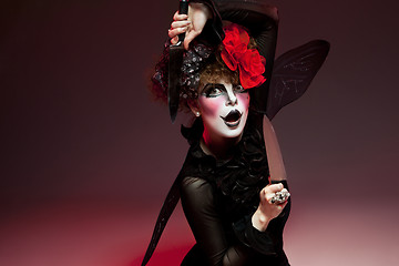 Image showing woman mime with knife