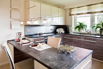 Image showing Interior of modern house kitchen