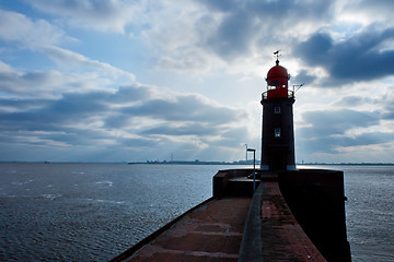 Image showing lighthouse over blue sky in Bremerhaven