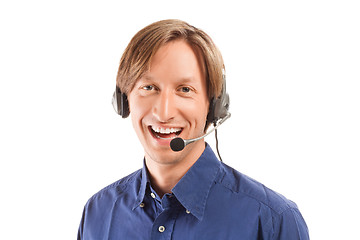 Image showing businessman working in a call center