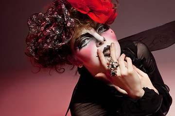 Image showing woman mime with theatrical makeup