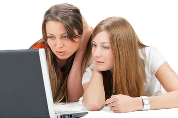 Image showing two young happy student girl