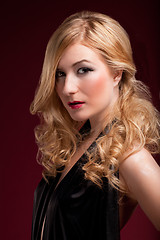 Image showing Perfect blonde in a black dress