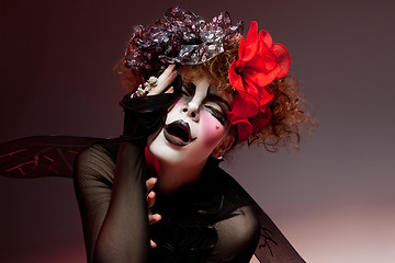 Image showing woman mime with theatrical makeup