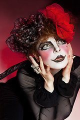 Image showing woman mime with theatrical makeup