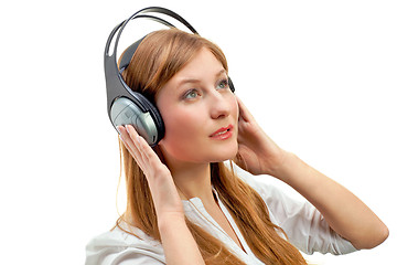 Image showing Beautiful women listening music.