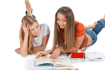 Image showing two young happy student girl