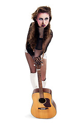 Image showing rocker girl with acoustic guitar