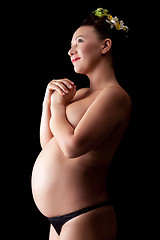 Image showing Beautiful adult pregnant woman