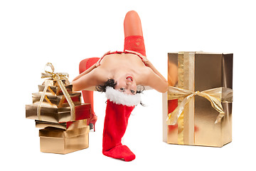 Image showing Beautiful christmas woman in santa hat