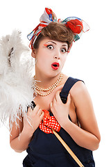 Image showing pin up girl, bonde  housewife