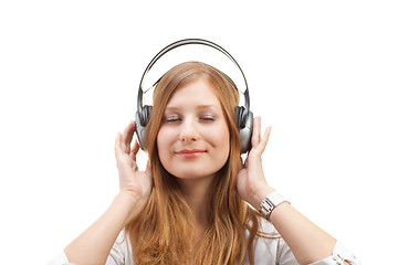 Image showing Beautiful women listening music.