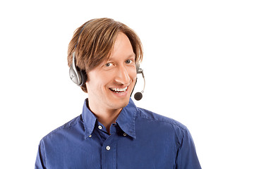 Image showing businessman working in a call center