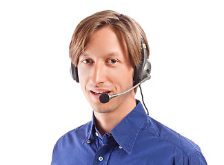 Image showing businessman working in a call center