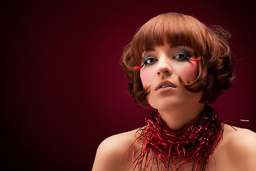 Image showing Beautiful girl in red dress