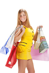 Image showing Shopping. Beautiful girl with bag