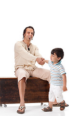 Image showing Father and little son studio portrait